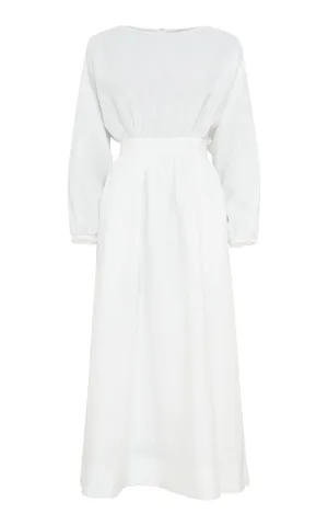 Ahmose Maxi Dress in White Aloe Linen