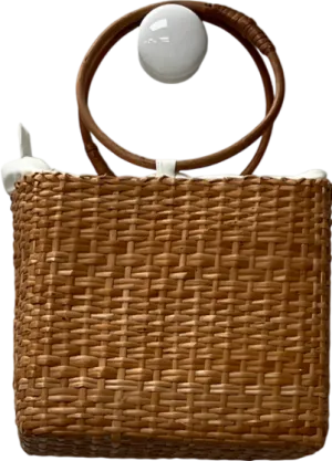Beige Straw Hand Bag One Size