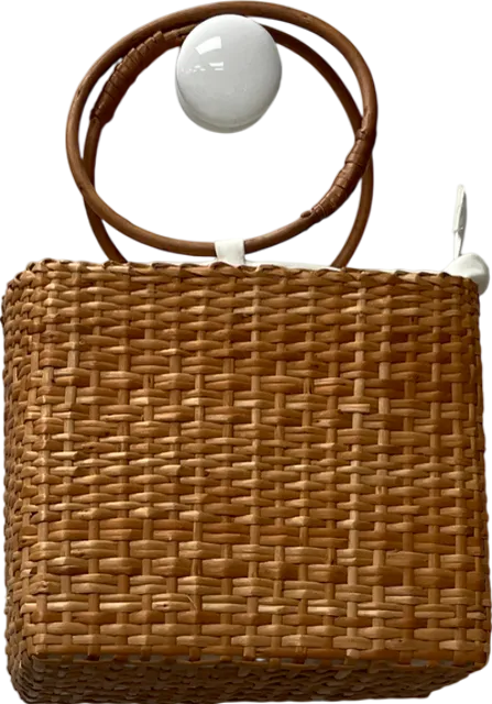 Beige Straw Hand Bag One Size