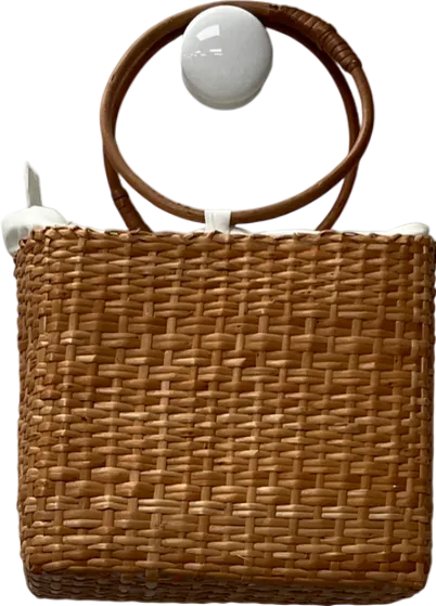 Beige Straw Hand Bag One Size