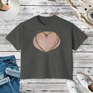 Cool Women Boxy Tee with Pink Heart