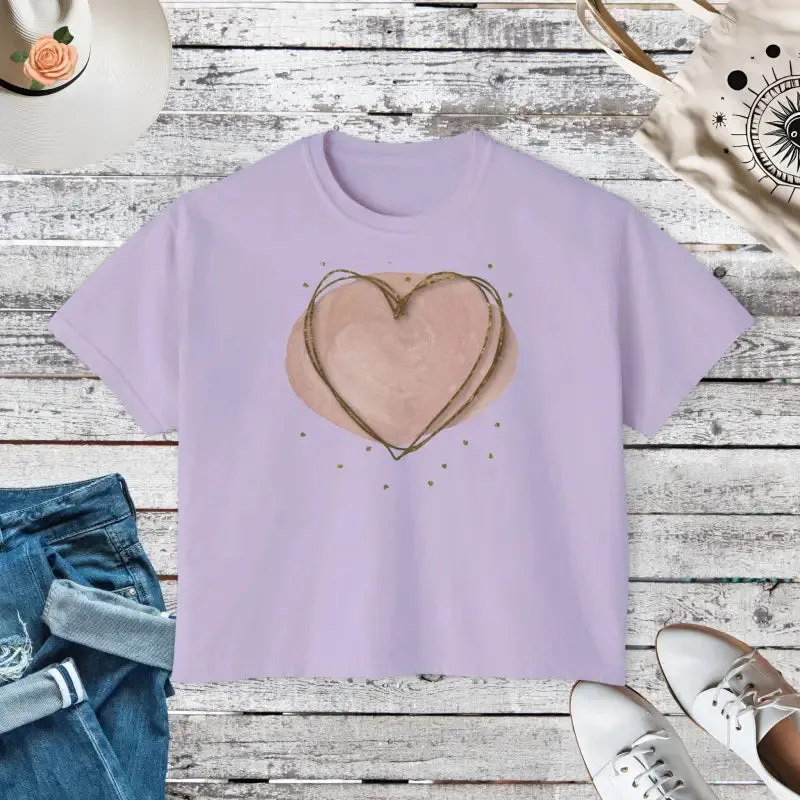 Cool Women Boxy Tee with Pink Heart