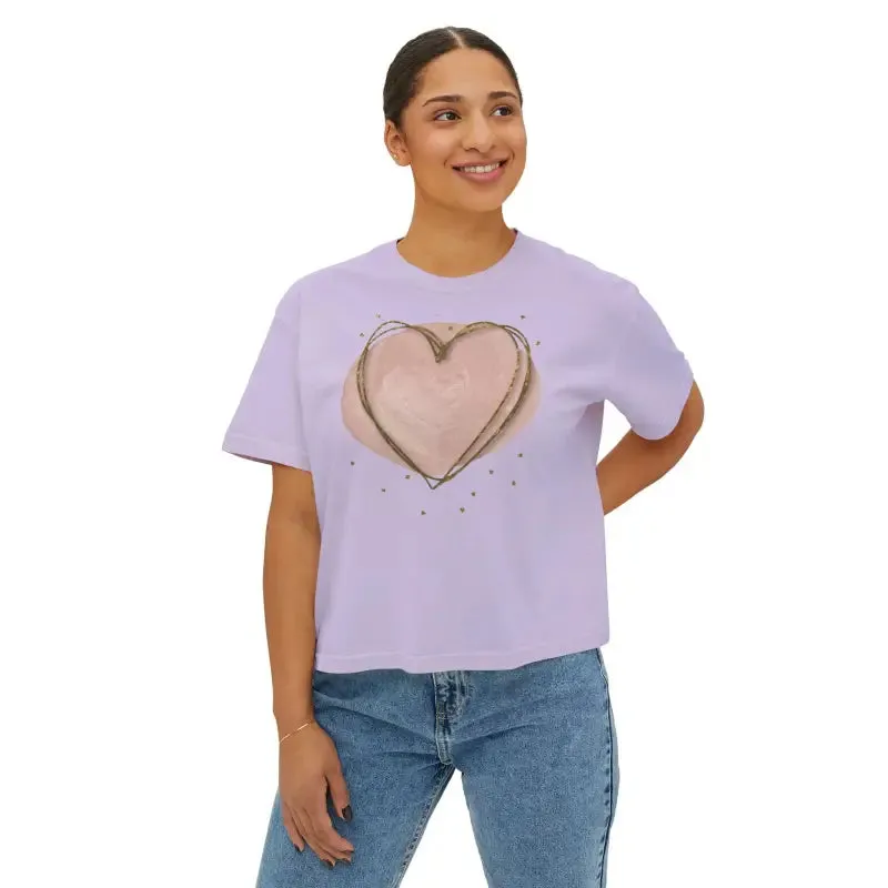 Cool Women Boxy Tee with Pink Heart