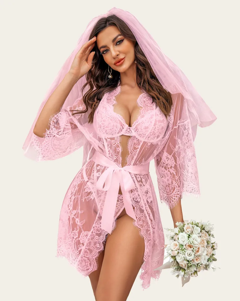 Lace Mesh Kimono Robe