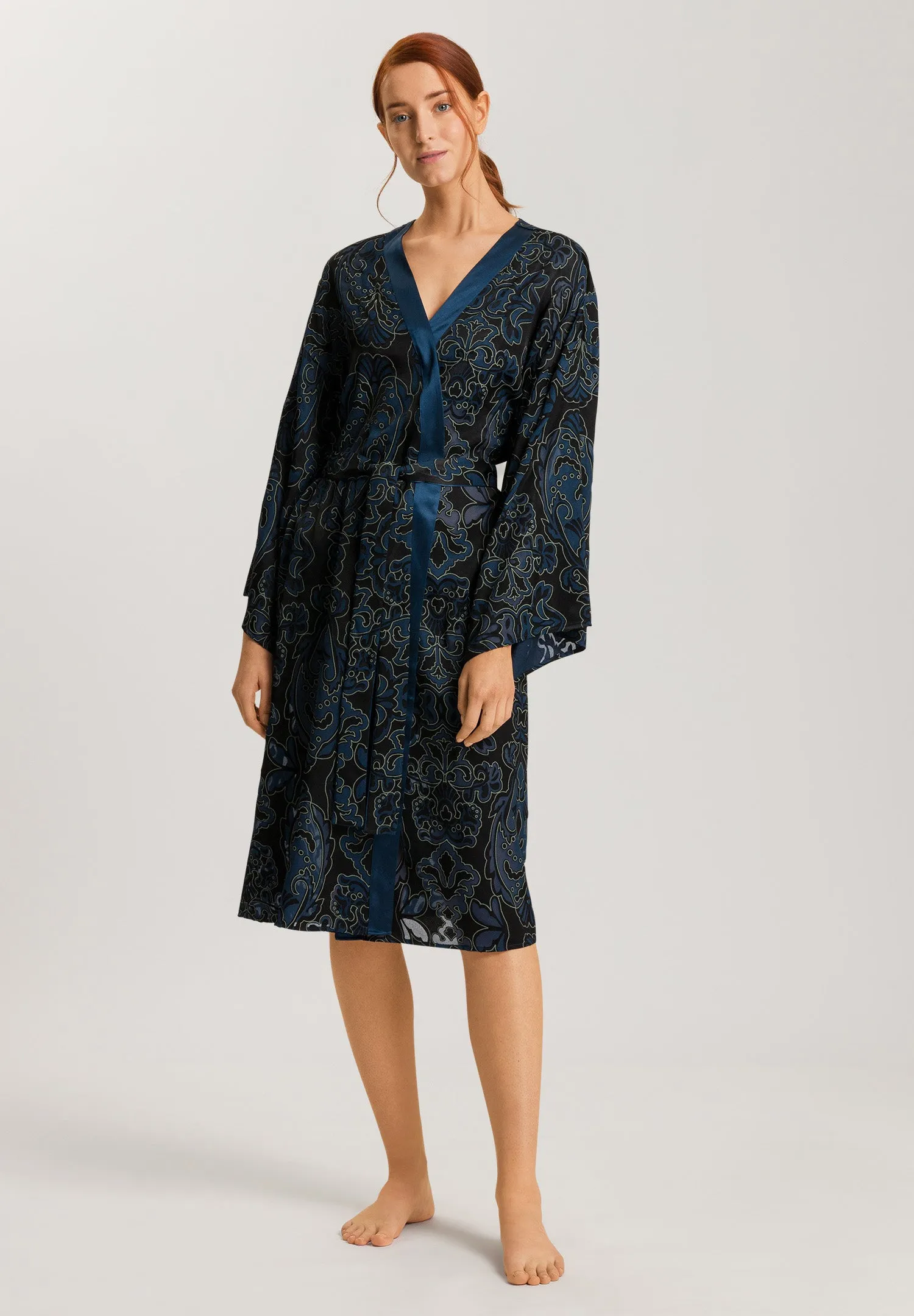 Marlene Satin Trim Sheer Damask Kimono | Sheer Damask 70897-2868