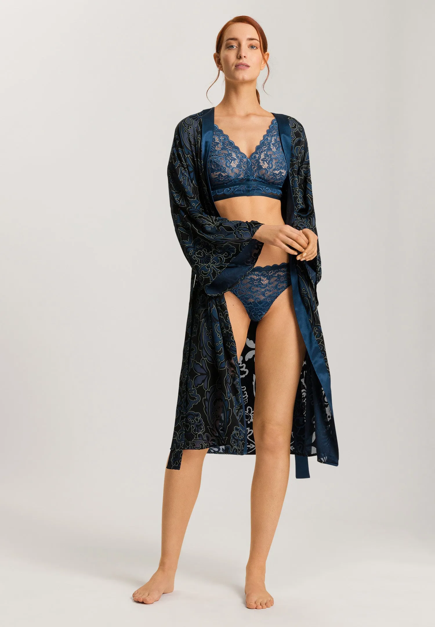 Marlene Satin Trim Sheer Damask Kimono | Sheer Damask 70897-2868