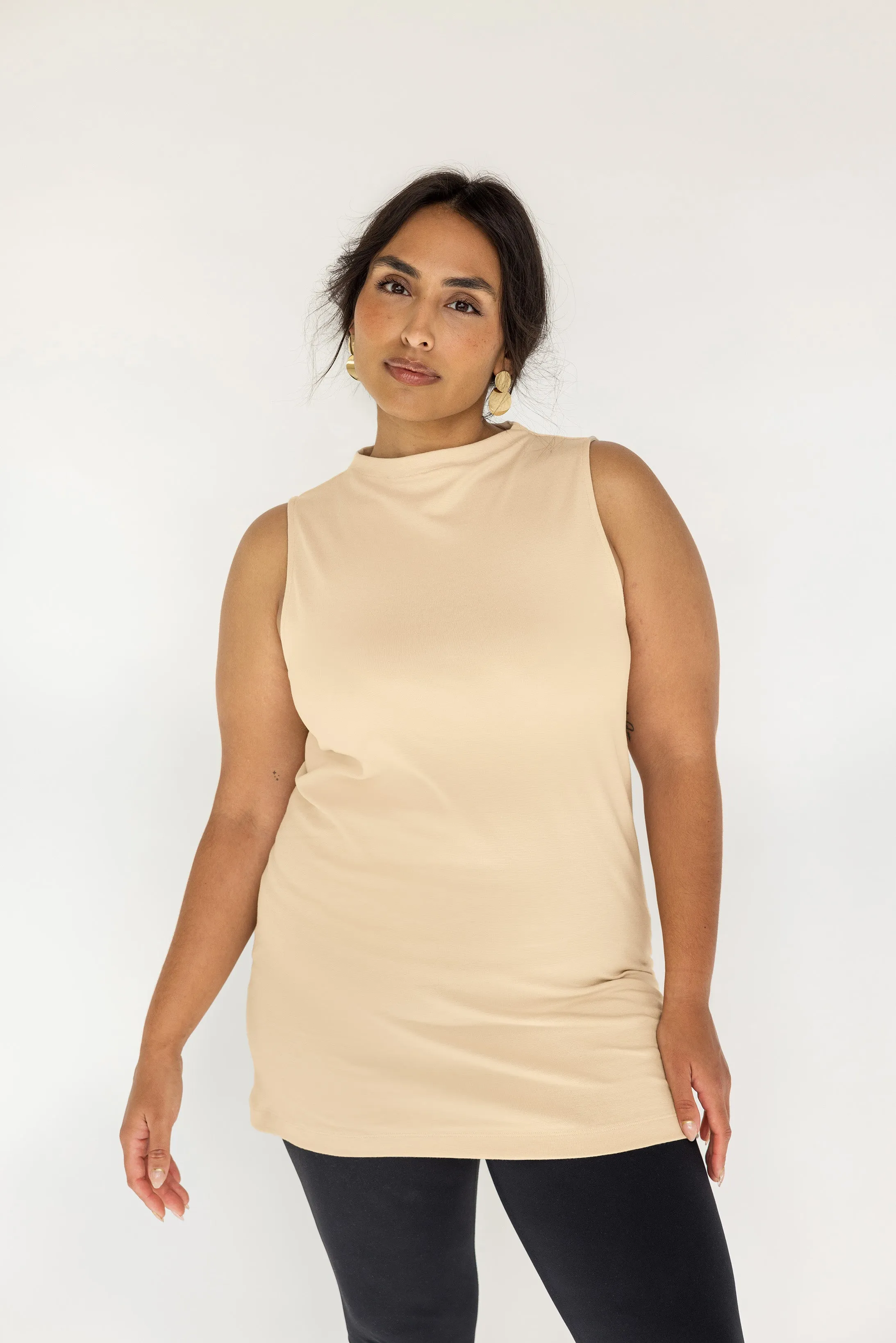 mock neck tank