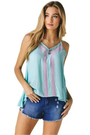 Printed Sleeveless Ruffle Tank Top