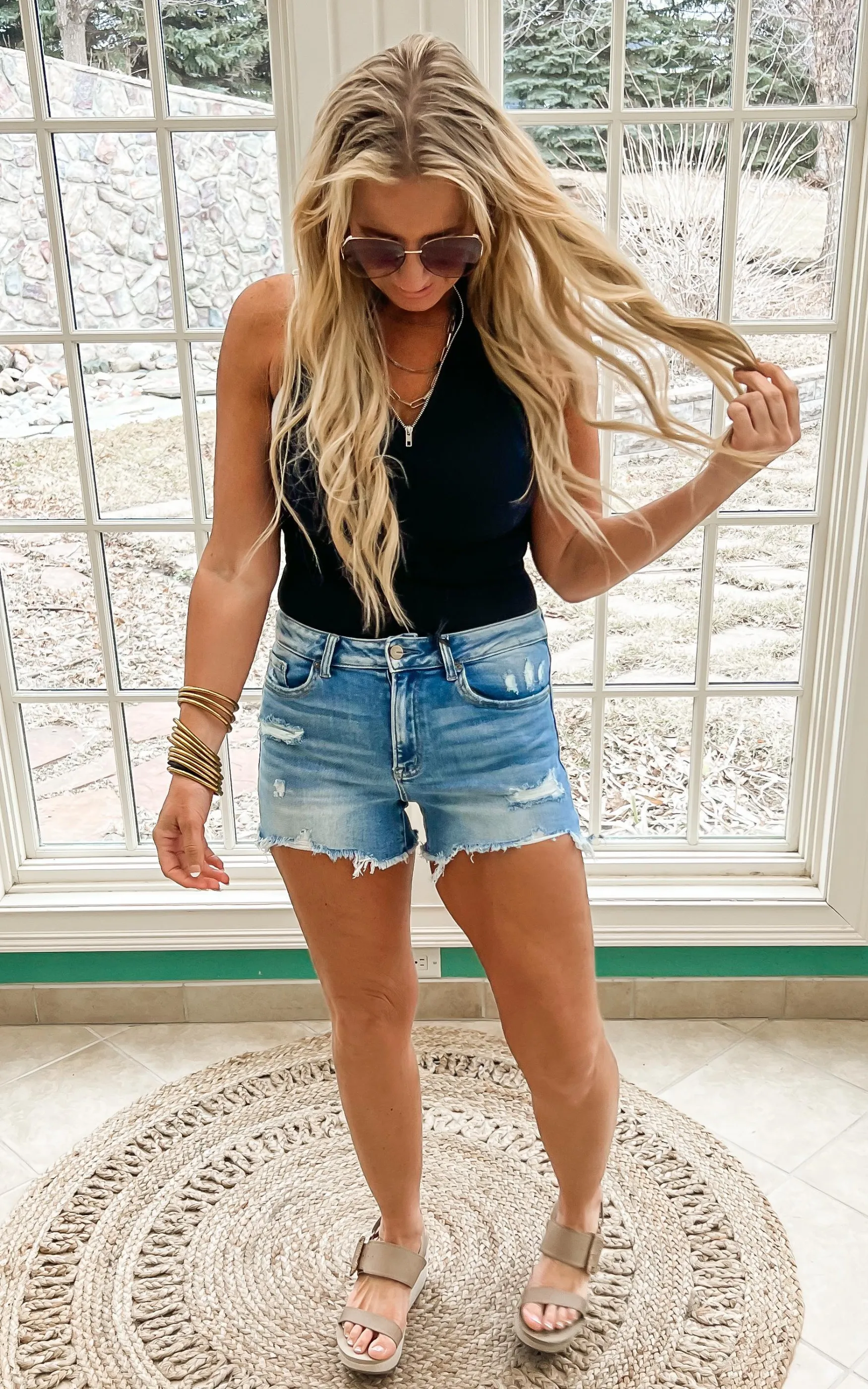 Reversible Zip Up Ribbed Mock Neck Tank - Final Sale
