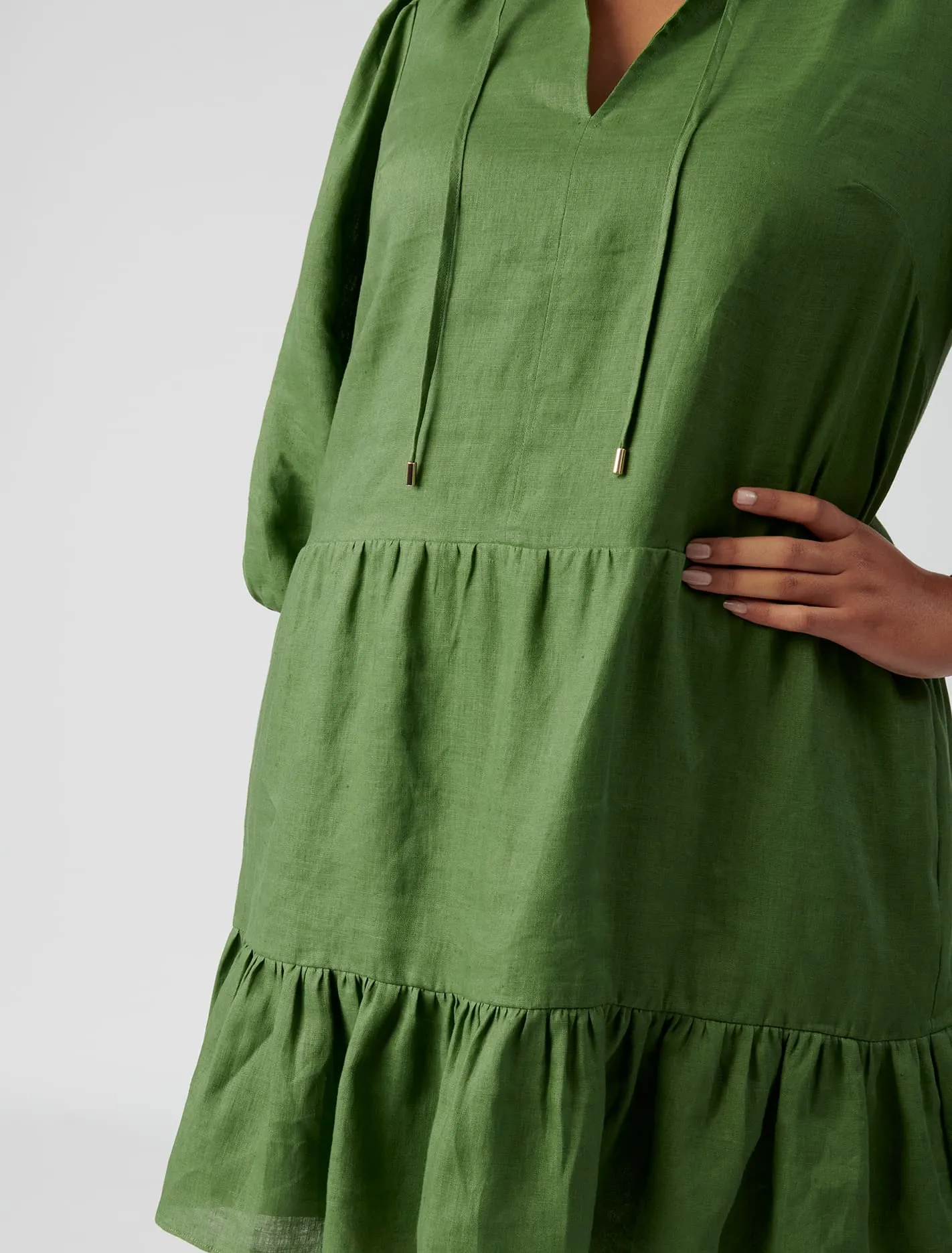 Sadie Curve Linen Smock Dress