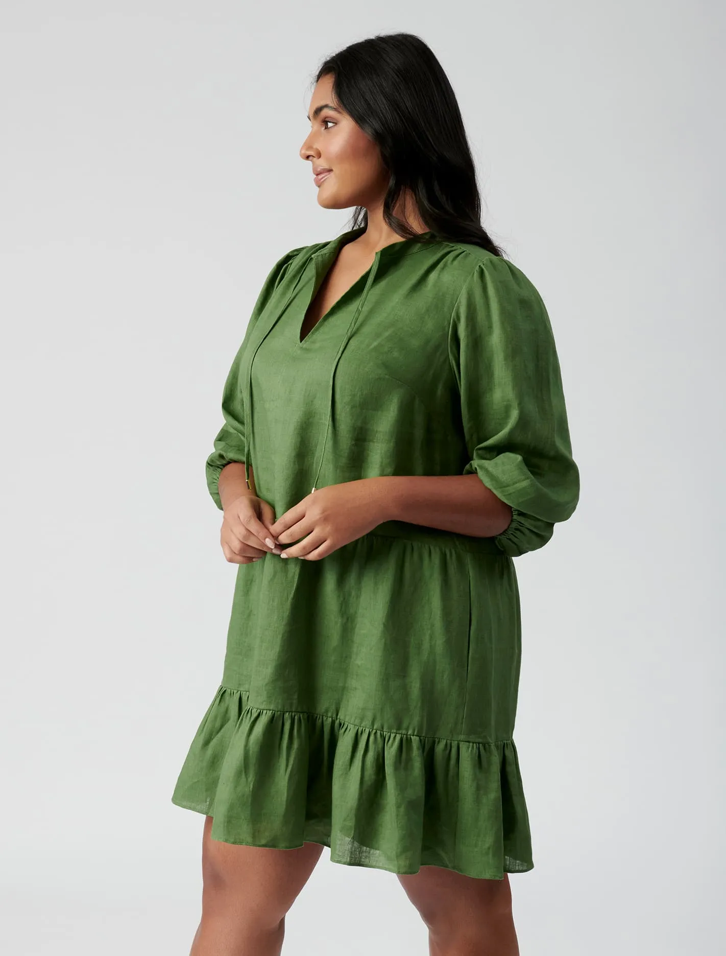 Sadie Curve Linen Smock Dress