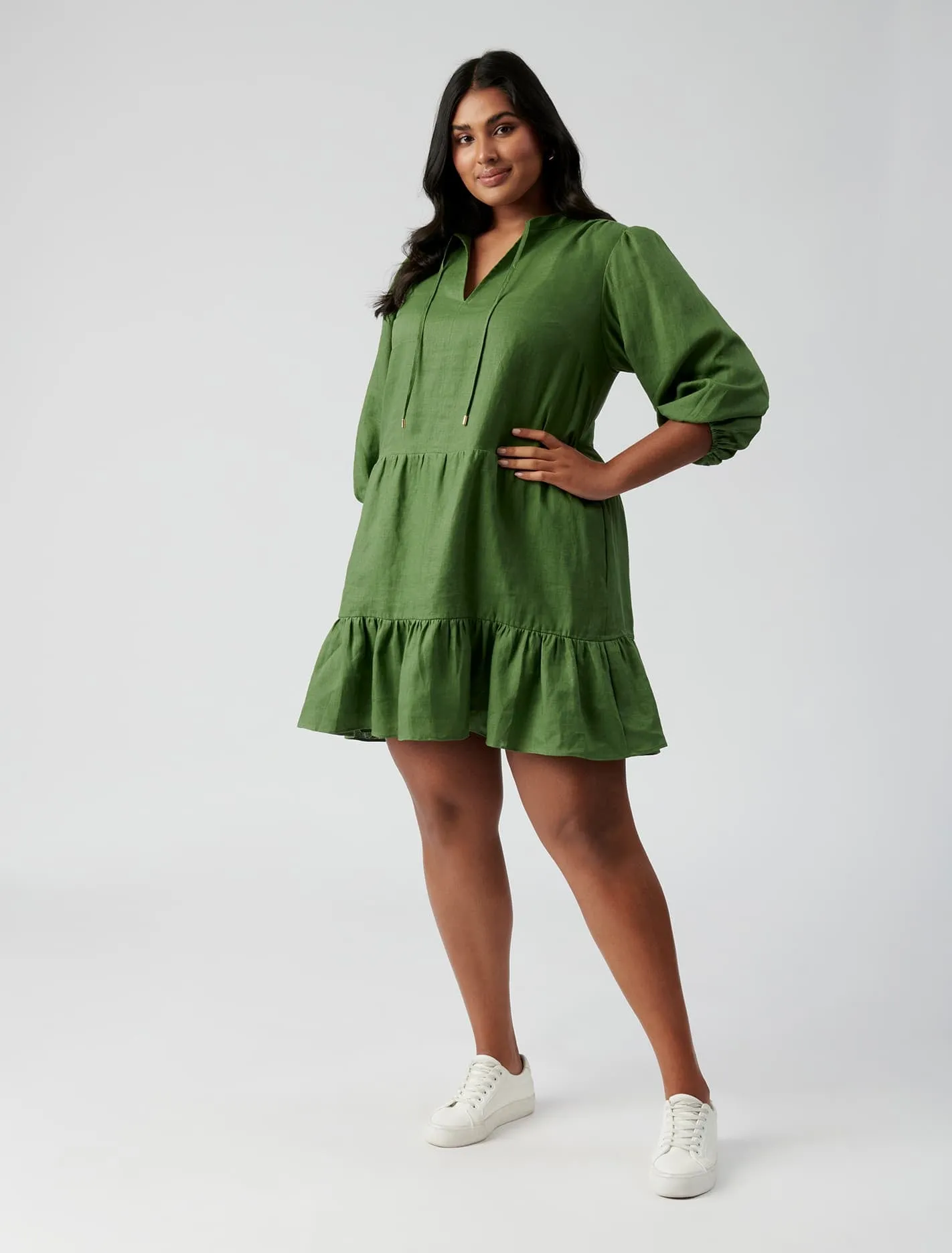Sadie Curve Linen Smock Dress