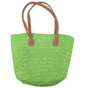 Straw Style Shoulder Bag - Green