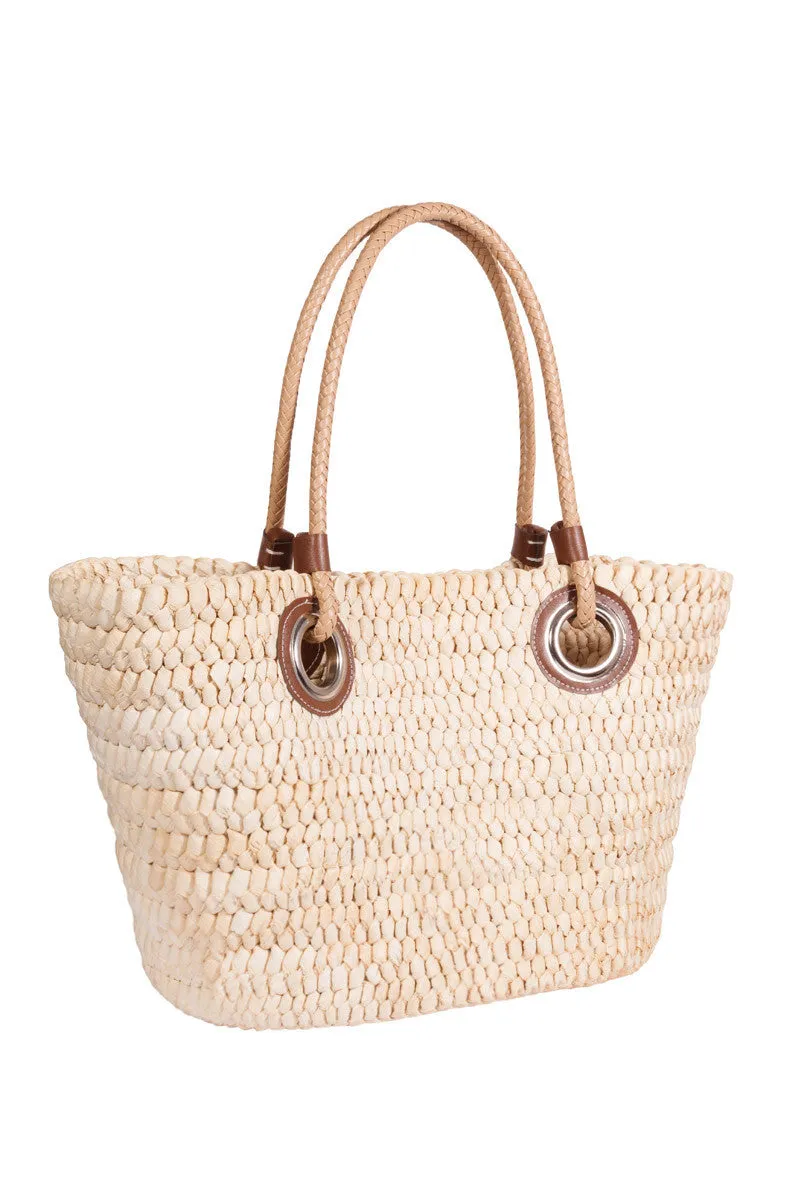 Straw Tote in Tan