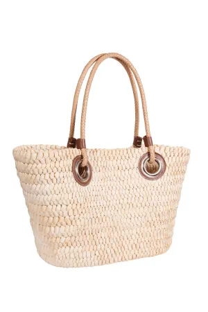 Straw Tote in Tan