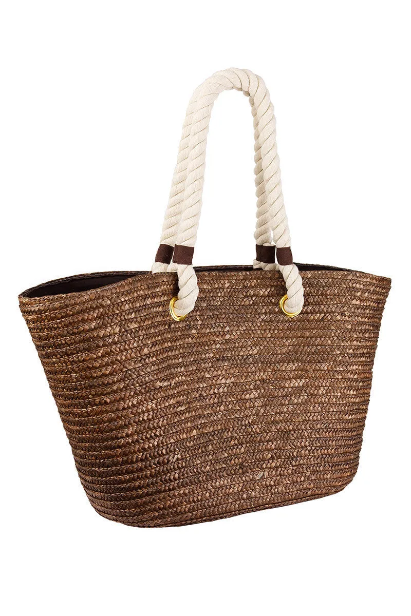 Straw Tote With Rope Handle