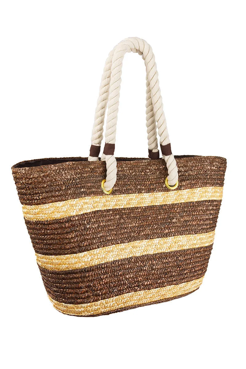 Straw Tote With Rope Handle