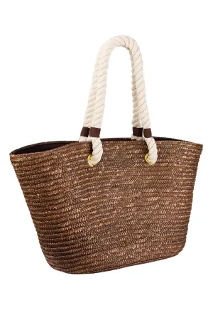 Straw Tote With Rope Handle