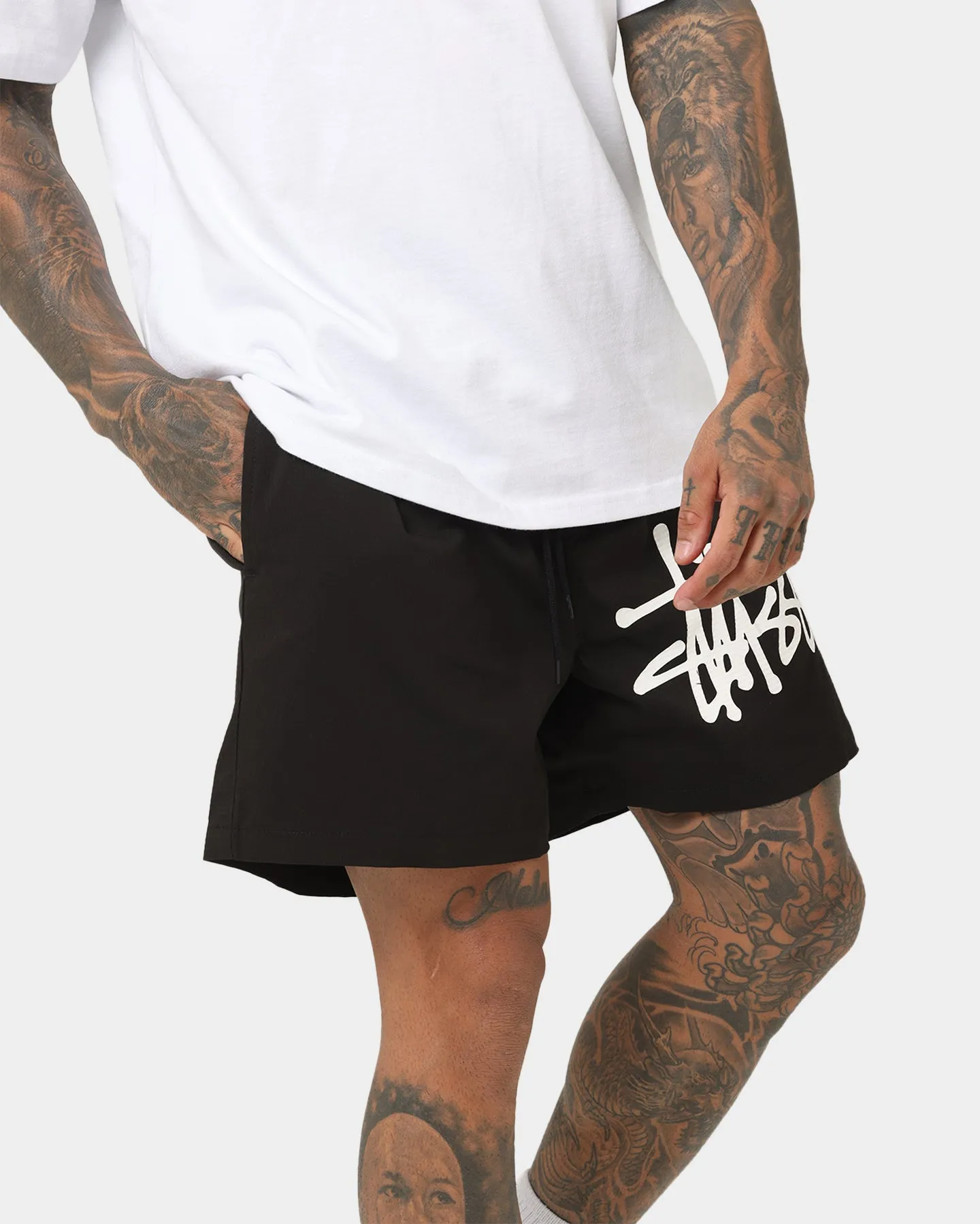 Stussy Big Graffiti Beach Shorts Black
