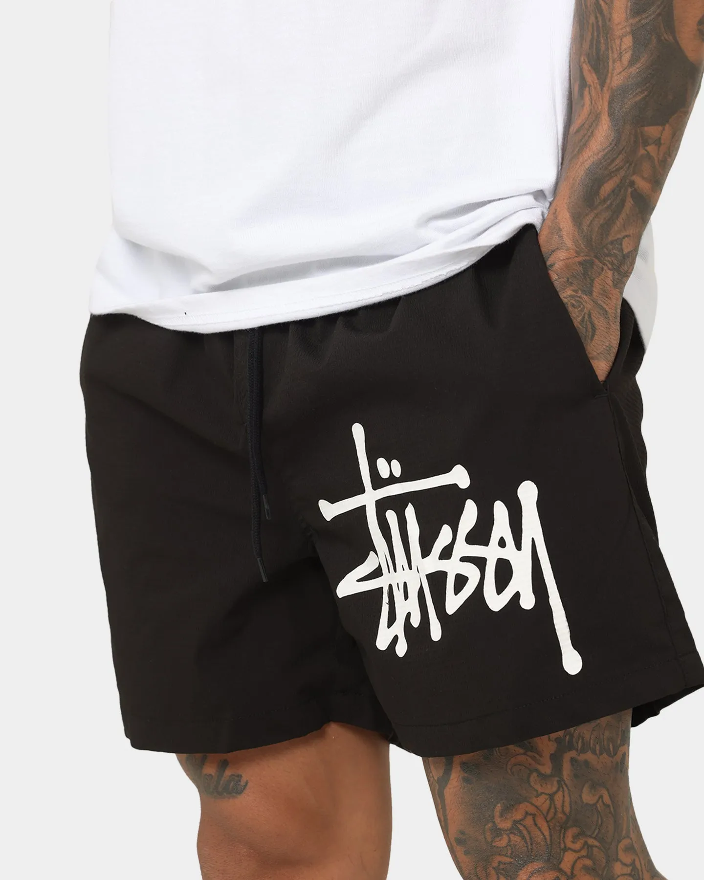 Stussy Big Graffiti Beach Shorts Black