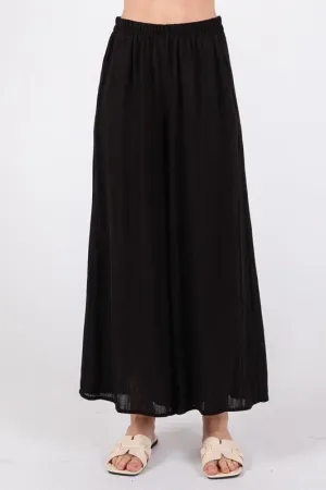Sunlit Wide Leg Flowy Pant, Black