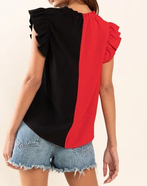 The Cruella Tank: Black & White Color Block Tank