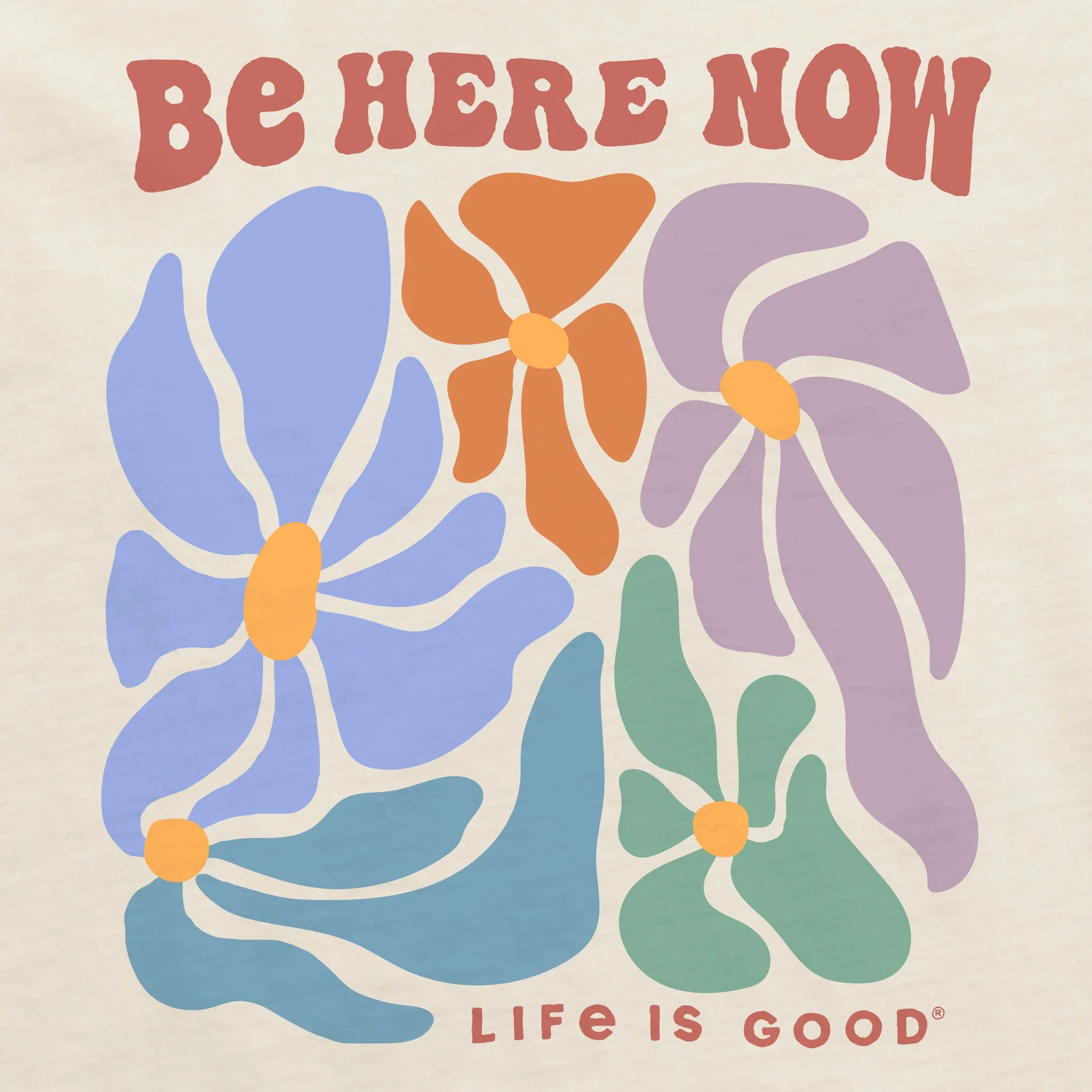 Women's Be Here Now Flowers Short Sleeve Crusher Boxy Tee