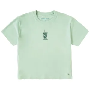 Women's But First Iced Coffee Short Sleeve Crusher Boxy Tee