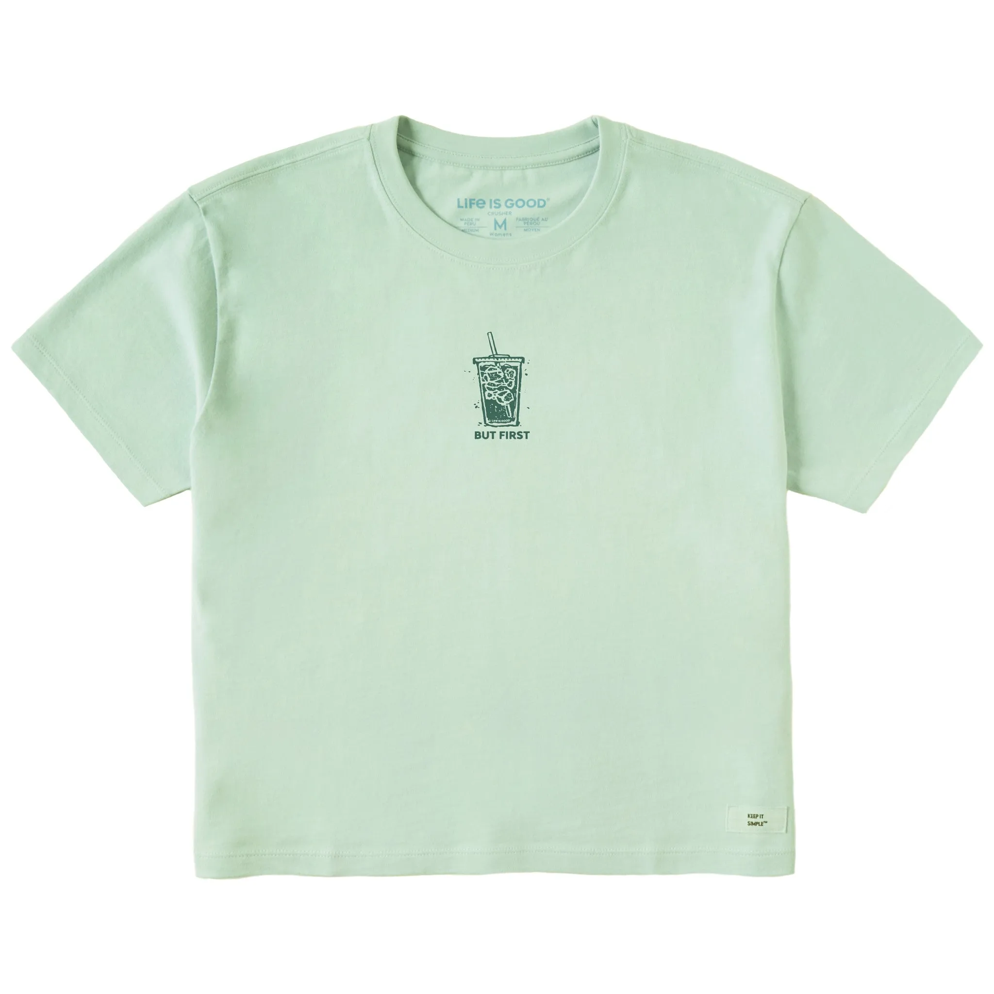 Women's But First Iced Coffee Short Sleeve Crusher Boxy Tee
