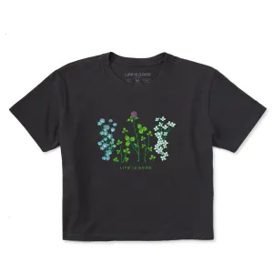 Women's Detailed Clovers and Wildflowers Short Sleeve Crusher Boxy Tee