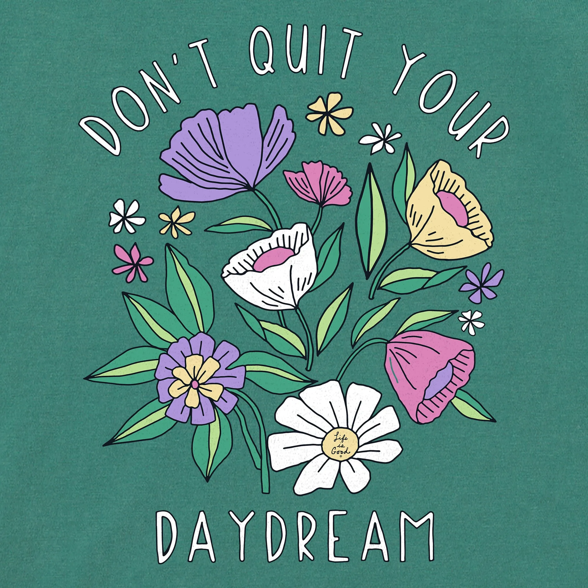 Women's Don't Quit Your Daydream Flowers Short Sleeve Crusher Boxy Tee